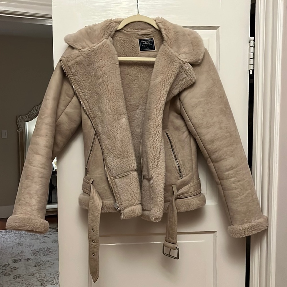 Abercrombie & Fitch Moto Suede & Shearling Jacket